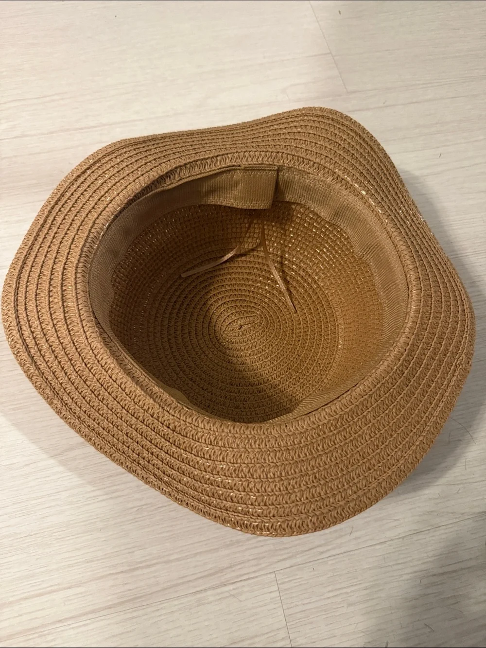 NWOT Straw Sun Hat with Black Ribbon Bow